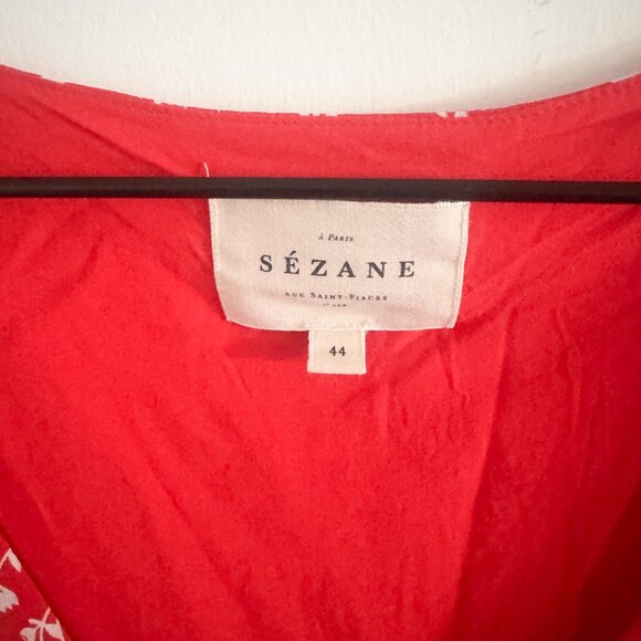 Sezane Red Silk Floral Gigi Mini Dress EU 44 / US 12 - Picture 5 of 7